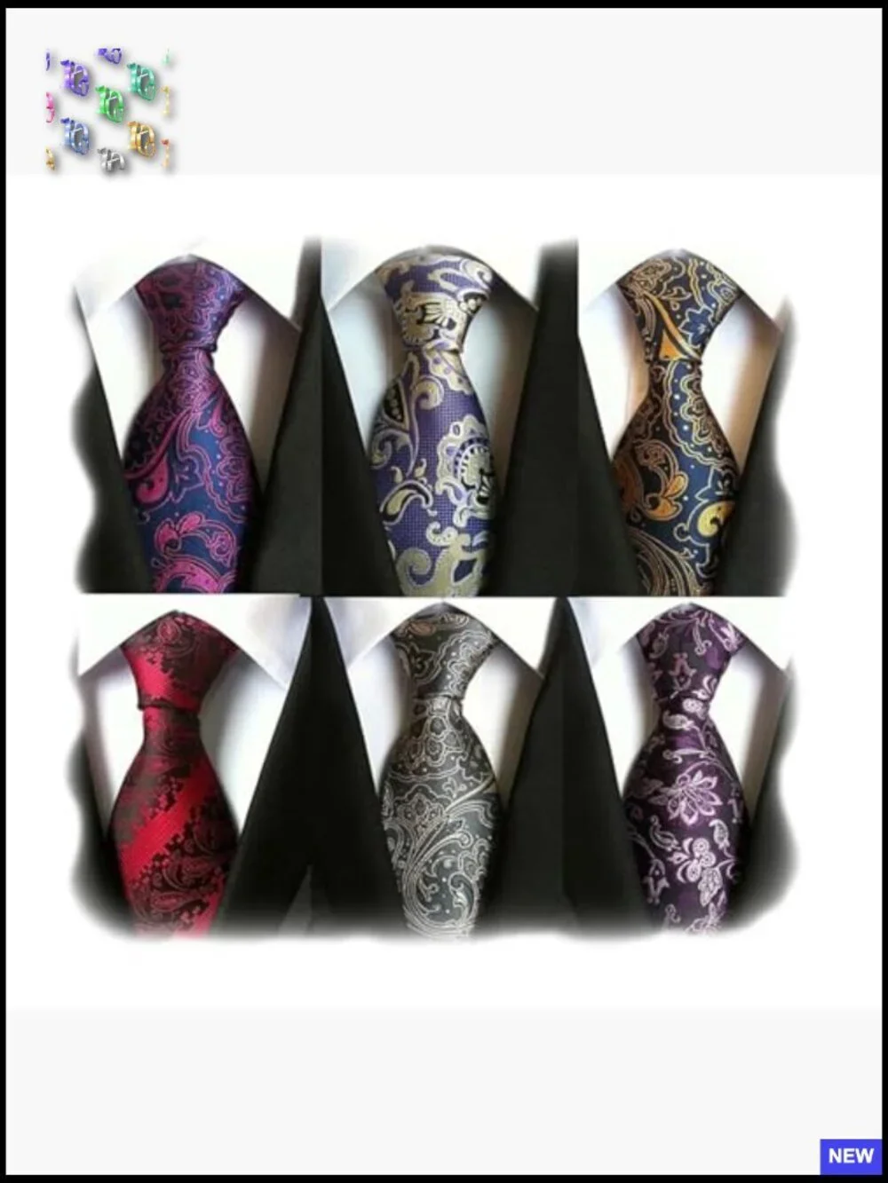 Classic Jacquard Silk Ties Set of 6 Elegant Formal Mens Neckwear